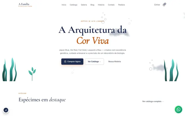 A Família Piscicultura — catálogo de guppies em São Gonçalo do Rio Abaixo (MG)